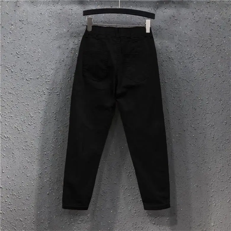 Pants women 2026 casual White jeans 9-inch pants spring autumn loose slim elastic waist-tight skinny pants women's clothing