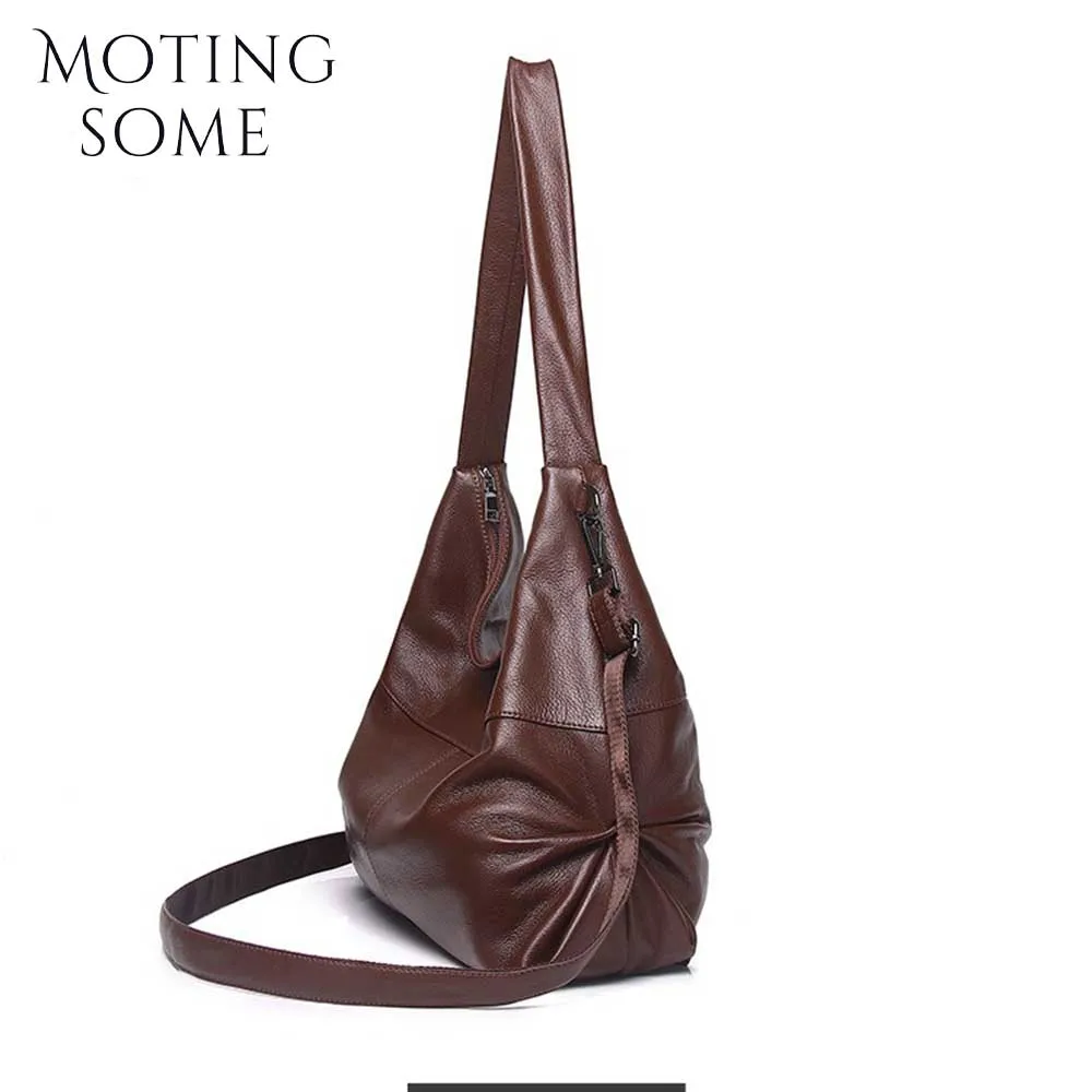 Motingsome Retro kobieta prawdziwa skórzana torebka Oversized Casual Tote luksusowa ze skóry bydlęcej torby na ramię romska damska torebka 2024