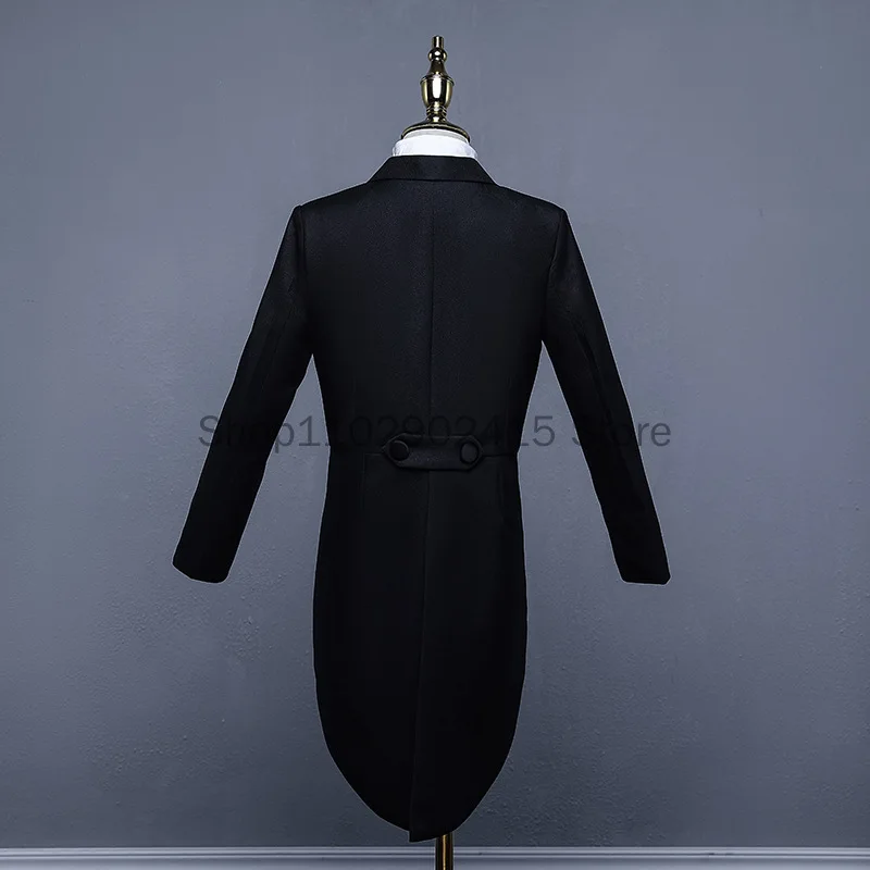 Tailcoat de smoking pour enfants, costume formel, queue d'hirondelle, veste et pantalon pour garçon, olympiques de fête, danse magique, performance sur scène, T64.