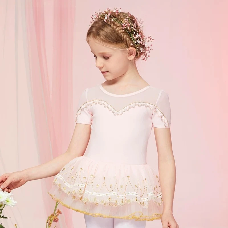 Ballet Tutu Dress Black Short Sleeve New Training Costume Body Shaping Garment Stage Performance Wear Professional Dance Apparel