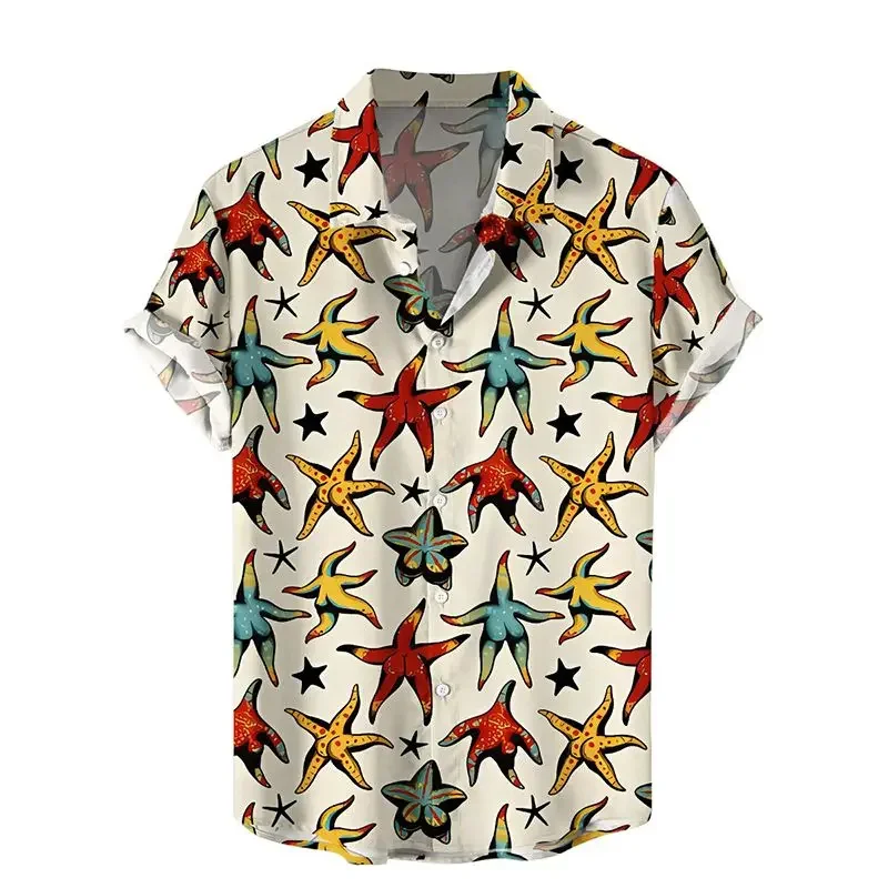 

New Men's Short Sleeve Shirts Disgusting Mushroom Print Men's Hawaiian Beach Fashion Lapel Tops Plus Size Casual Men's Shirts