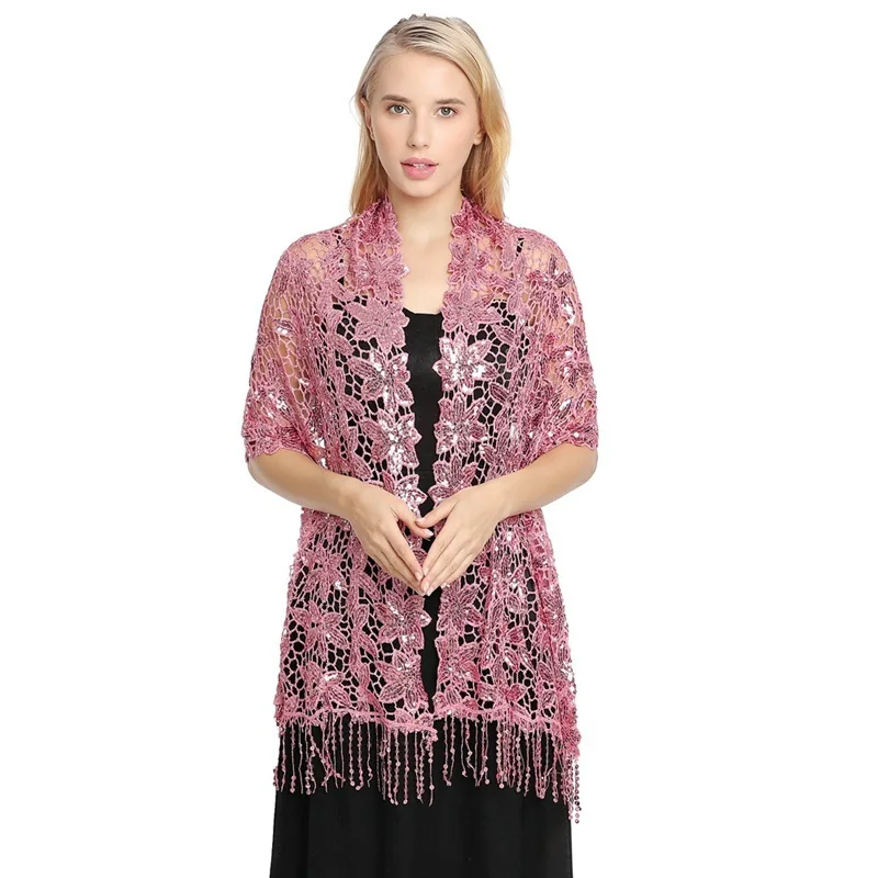 

Water Soluble Sequins Tassel Dinner Party Cheongsam High-End Evening Dress Shawl Women