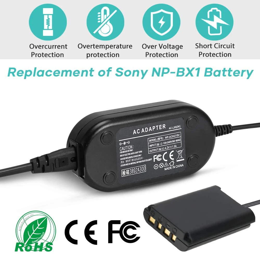 DK-X1 Dummy Battery Adapter Kit Replacement NP-BX1 Battery fit For Sony Cybershot DSC-RX1 RX1R RX100 II RX100 III RX100 IV M2