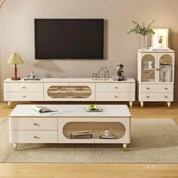 Luxury White Granite Tv Stand Standing Bedroom Design Nordic Tv Table Wood Universal Mobile Tv Soggiorno Furniture Living Room