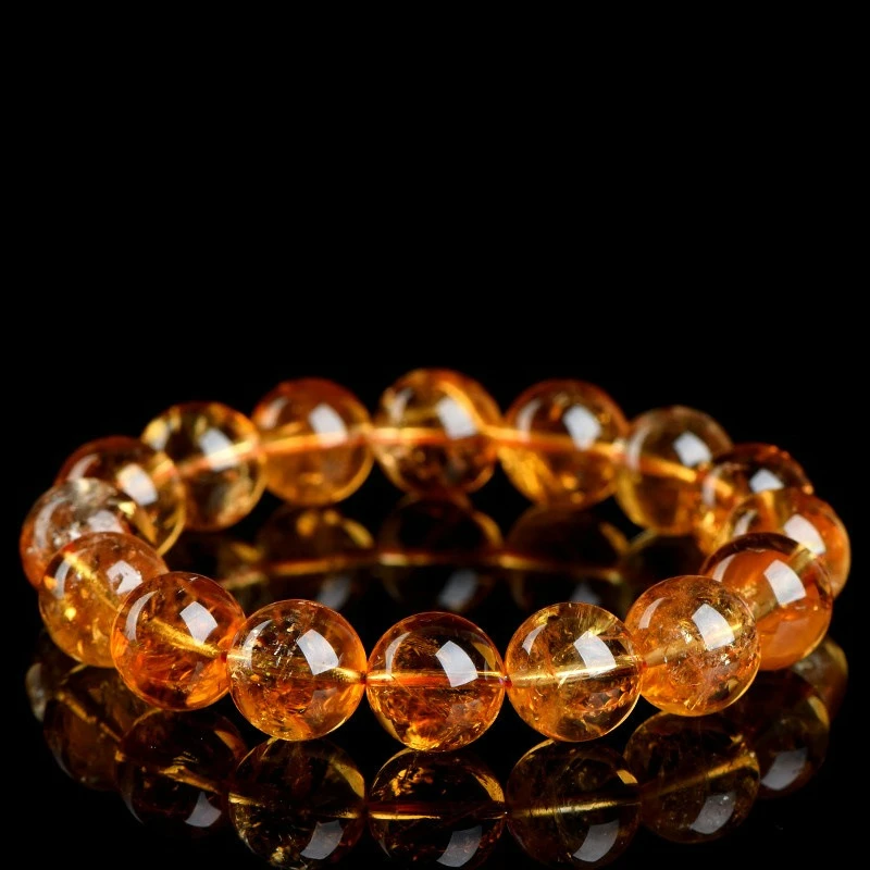 

Браслет из круглых бусин с натуральным цитрином, 7А, красное золото, жестокий цитрин, несколько размеров, свет богатства