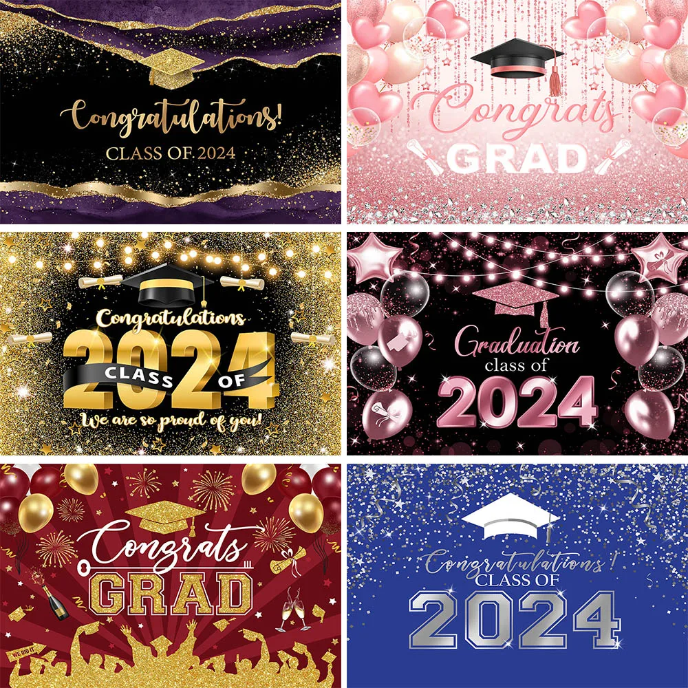 

Mocsicka Class of 2024 Graduation Backdrops Photography Graduates Party Decor Background Congrats Grad Banner Photo Studio Props