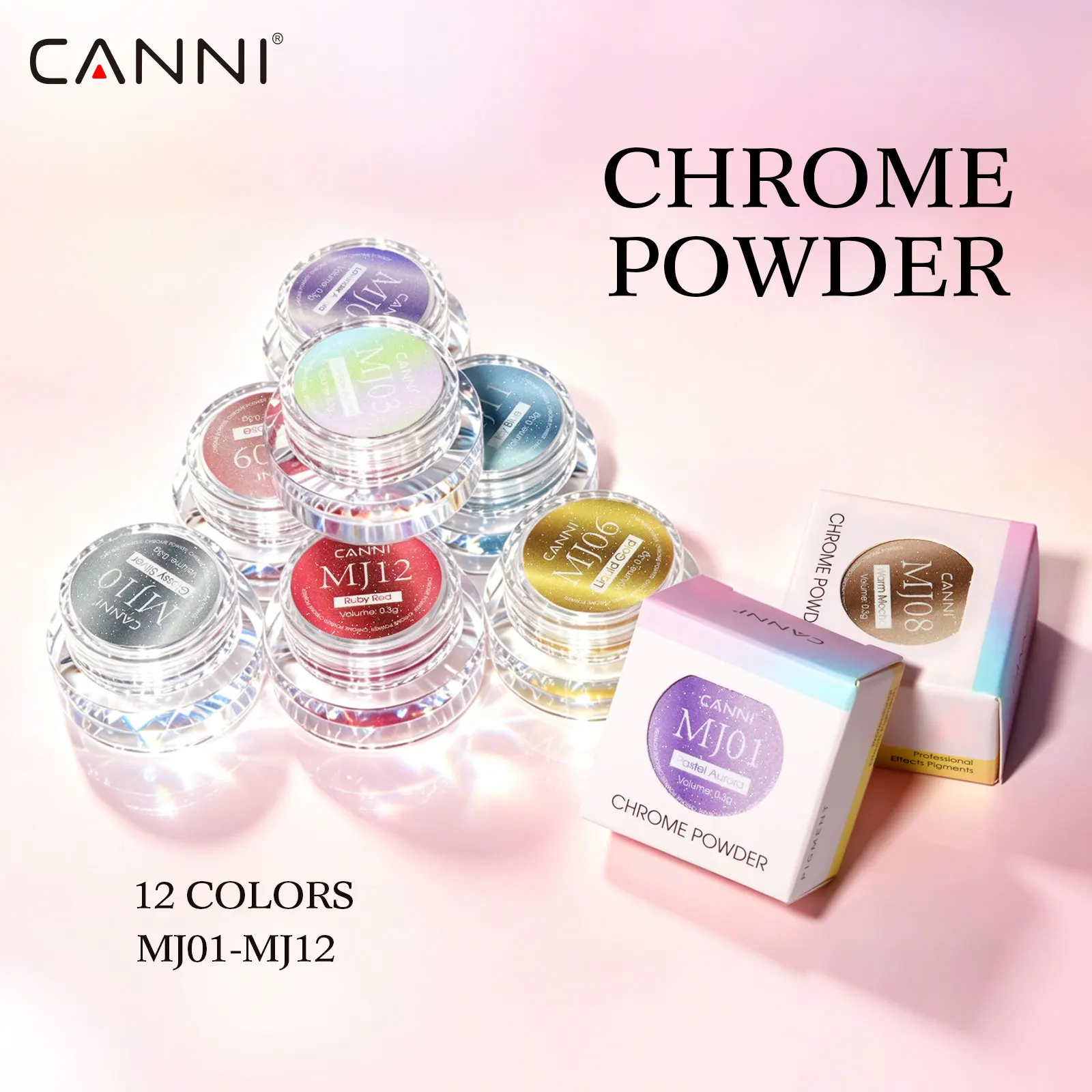 CANNI Chrom-Puder Top Coat 9ml Spiegel-Metallic Magischer Farbeffekt Nagelpigment für Gel-Nagellack Nageldekoration – Detail 4