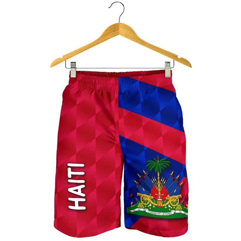 Haiti Country National Flag Shorts 3D Print Beach Shorts National Emblem Swim Tunks Men Women Summer Sports Gym Board Shorts