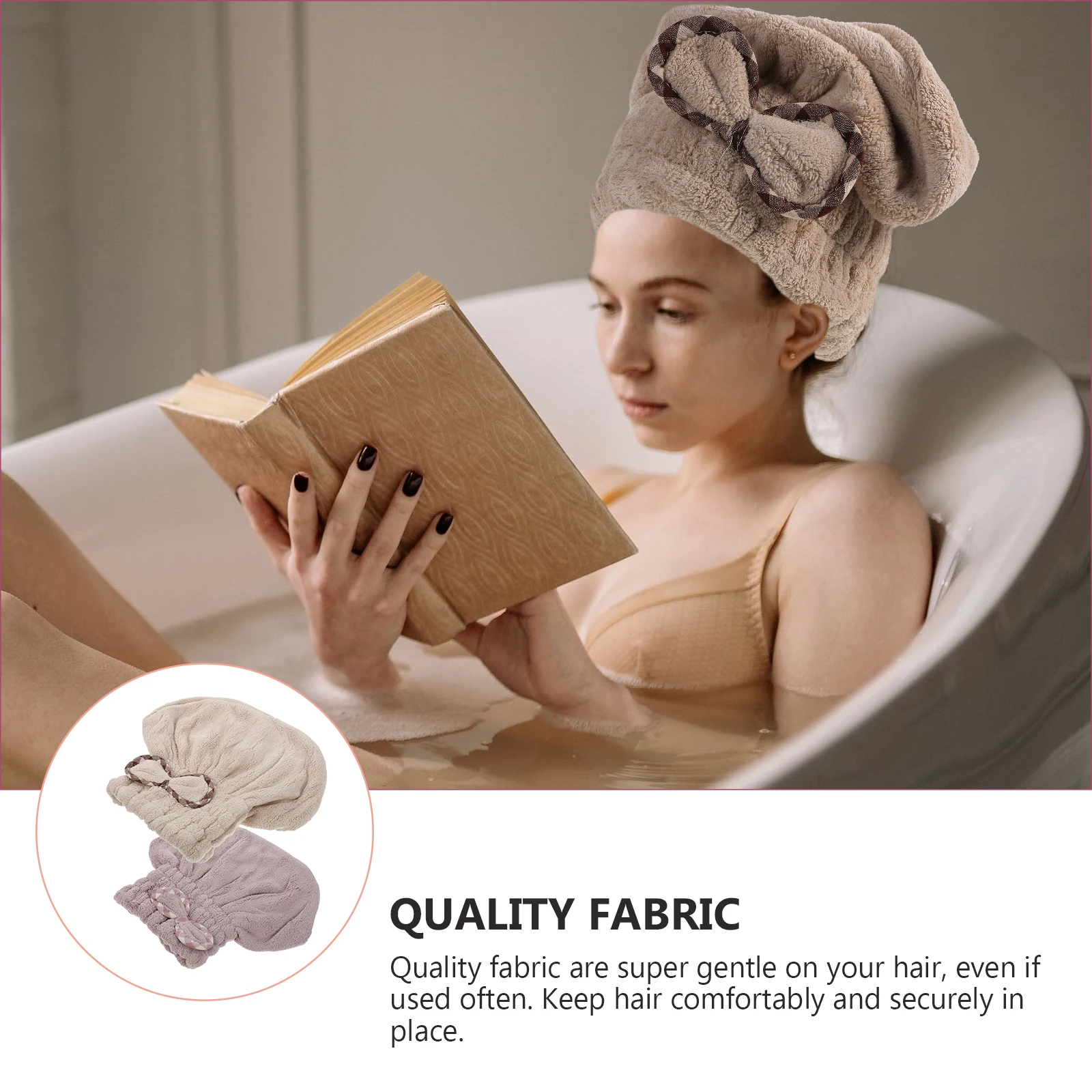 

2pcs Dry Cap Absorbent Hair Towel Coral Fleece Bath Towel for Women Shower Hat Bathing Cap Drying Hair Wrap Frictionless Soft