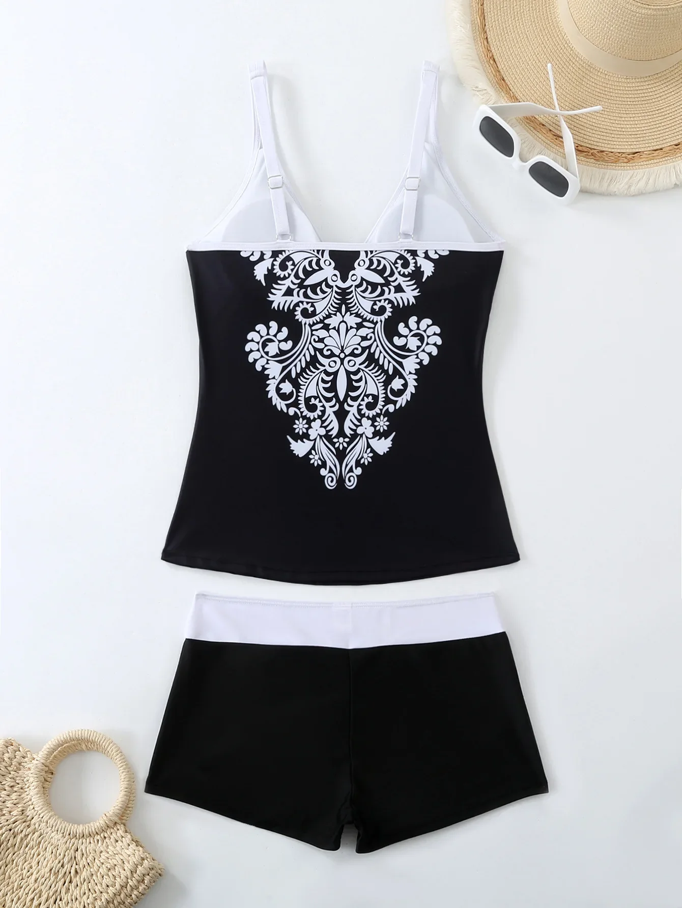 2025 Nieuwe Sexy Zwarte Tankini Badpakken Hoge Taille Badmode Vrouwen Badpak Vrouwelijke Top Shorts Badpak Zomer Strandkleding XXL