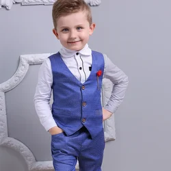 Korean Boy’s Gentlemen Suit Shirt Vest Trousers Three-piece Suit Boy Shirt Pants Suit 100-140cm Boy Children's Boy's Clothing