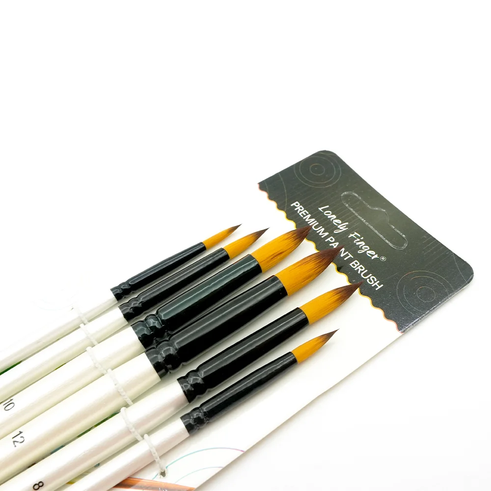 6pcs Round Watercolor Brushes for Acrylic Painting Round Pointed Paint Brushes Round Tipped Face Paint Brush Professional Oil Pa