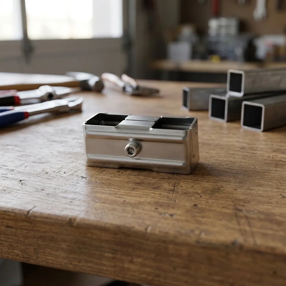 Stainless Steel 201 25x25mm Square Tube Joint 6pcs 3.19in Long with Dual Through Holes 25mm and 26mm for Structural Integration