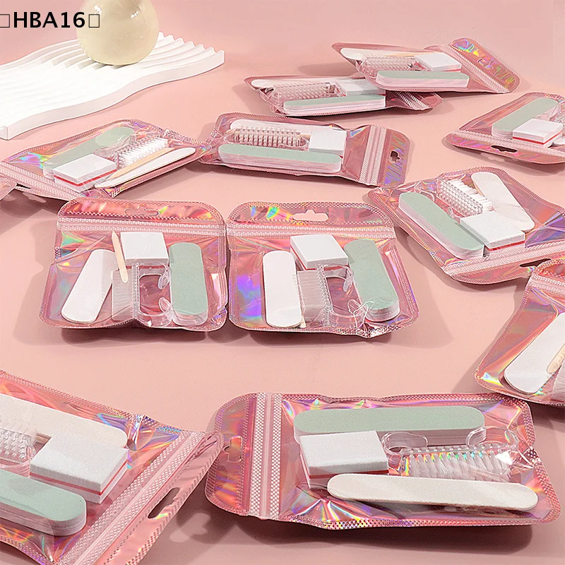 (HBA16) 네일 아트 키트, 네일 파일 버퍼 샌딩 폴리싱 블록, 매니큐어 더스트 브러쉬 스펀지 세트 (전문가 및 가정용)