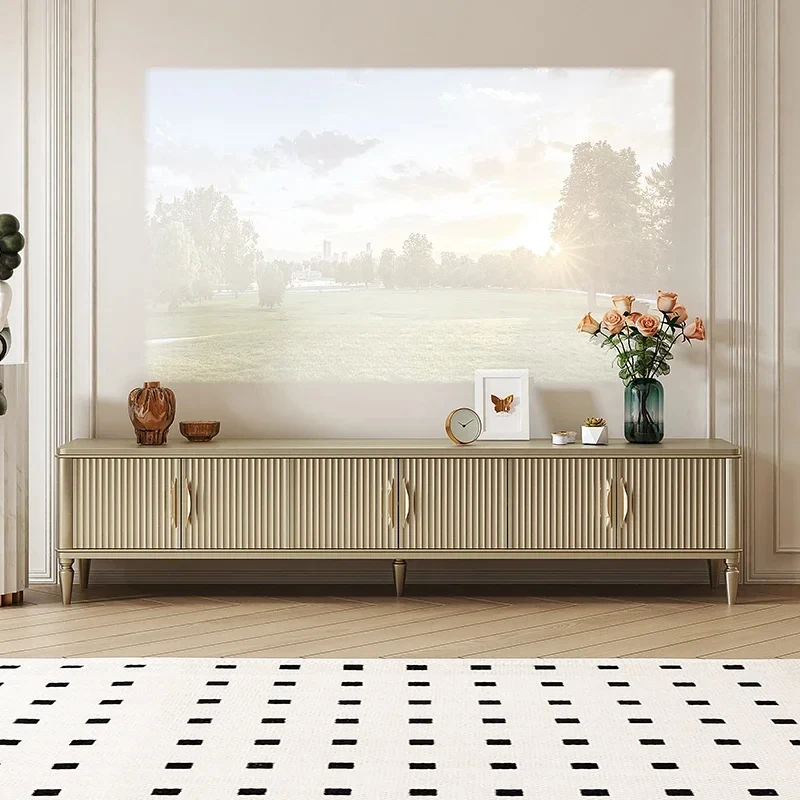 

Solid wood TV cabinet Light luxury living room Small apartment locker Household white American floor cabinet