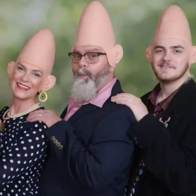 غطاء رأس من اللاتكس الغريبة للعب الأدوار أزياء حفلات الهالوين التنكرية لحفلات الهالوين غطاء رأس مخروطي 15UB #3