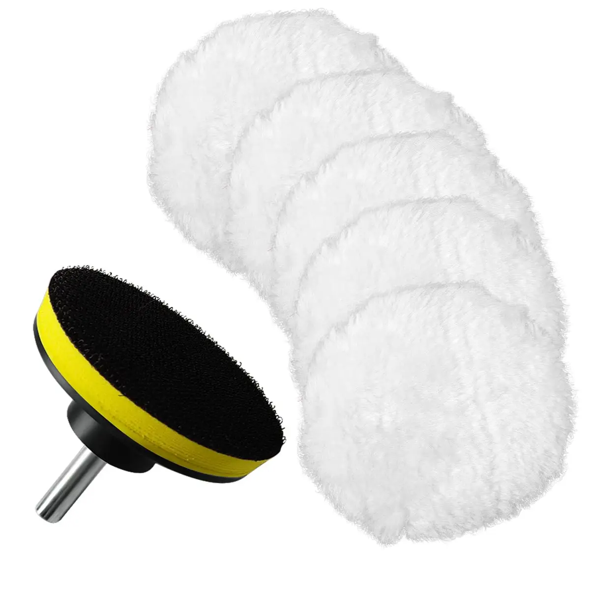 

7Pcs 3" Wool Buffing Pads with M10 Adapter for Car Polishing, Waxing, and Tile Cleaning