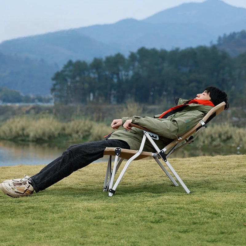 Portable four-speed adjustable chair, camping backrest camping aluminum alloy folding chair