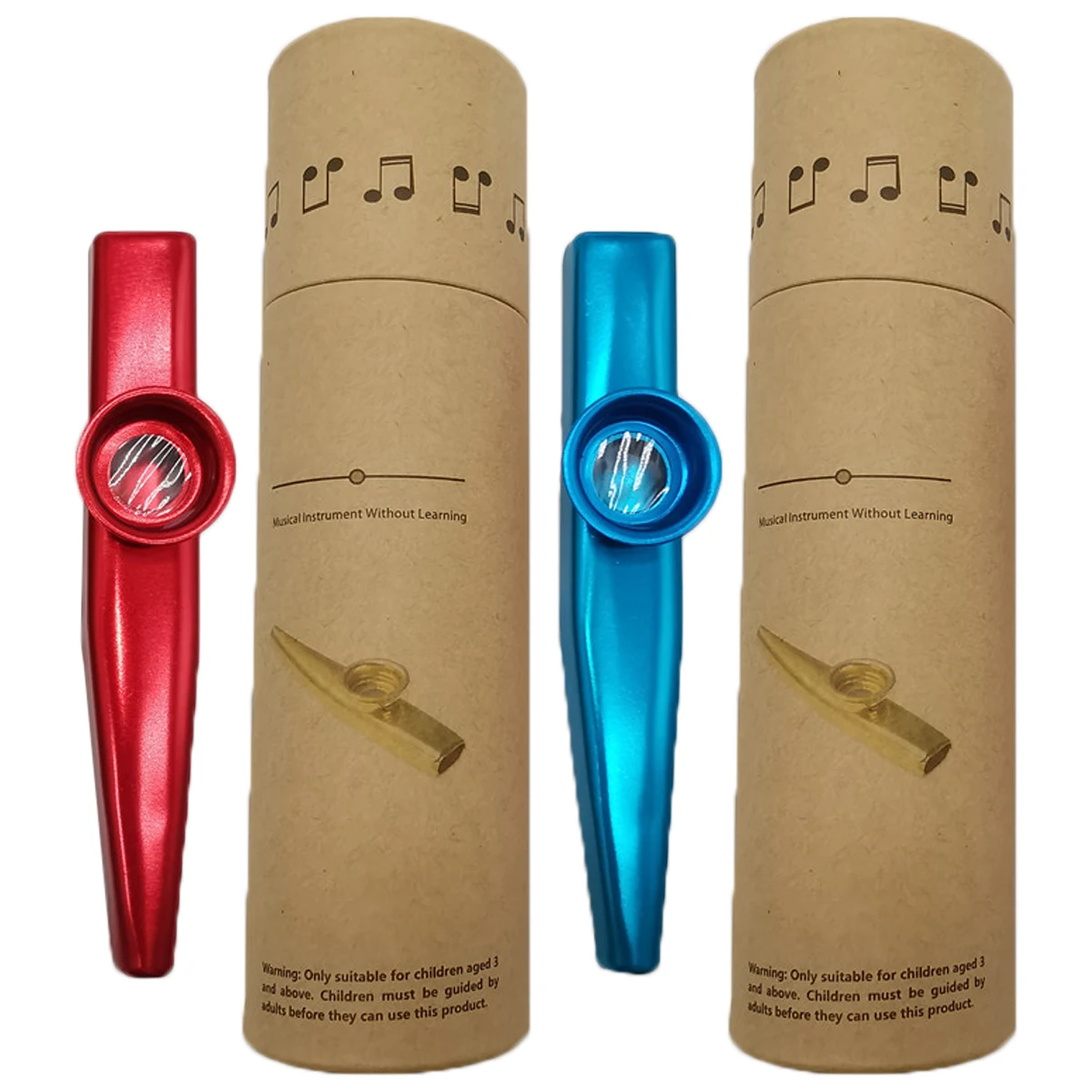 

2 Sets Toddler Musical Instruments Metal Flute Kazoos Percussion Cylinder Portable Aluminum Alloy Child