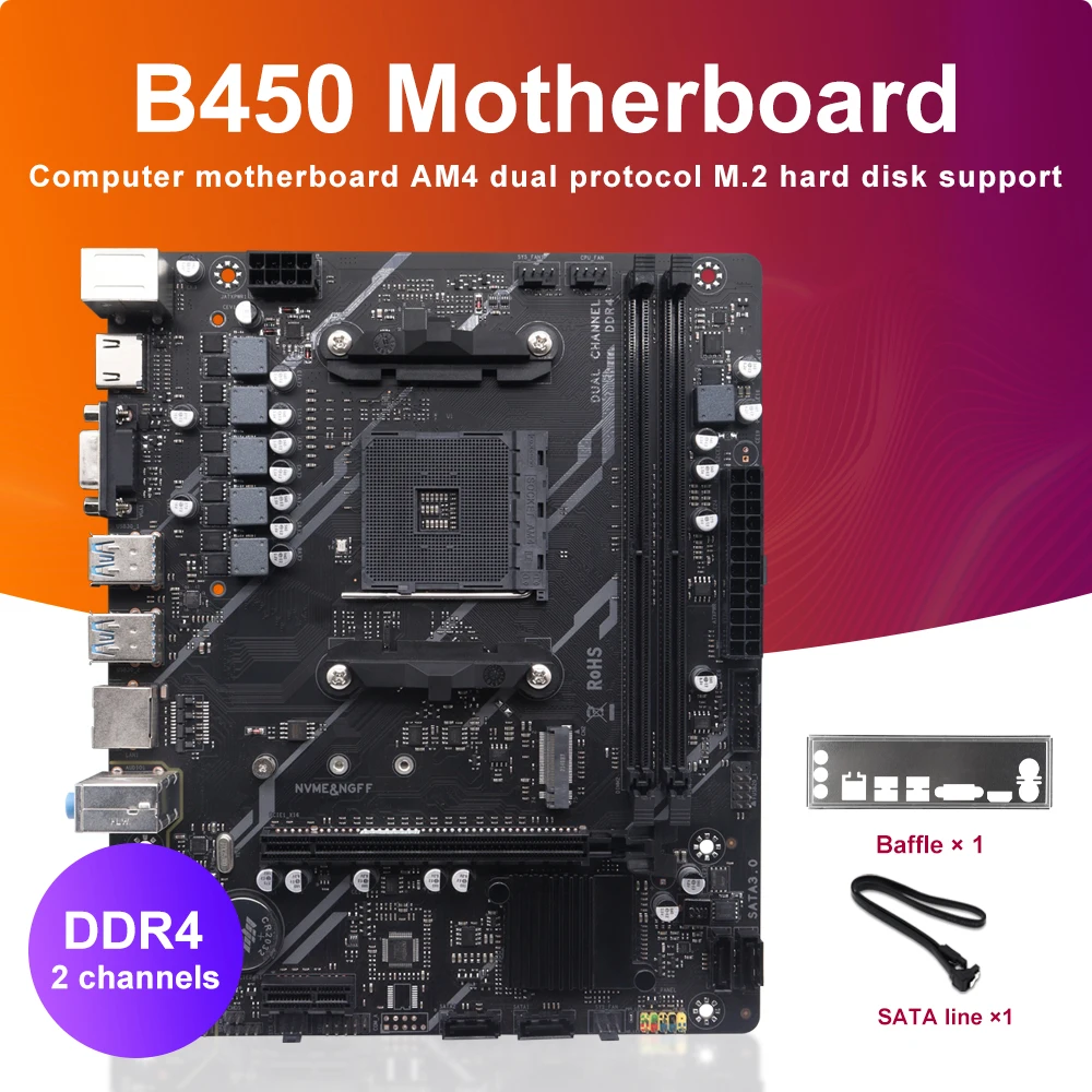 B450 motherboard AMD support DDR4 desktop RAM AM4 CPU slot NVME NGFF M.2 USB 3.0 VGA dual channel for Ryzen5 3500 CPU