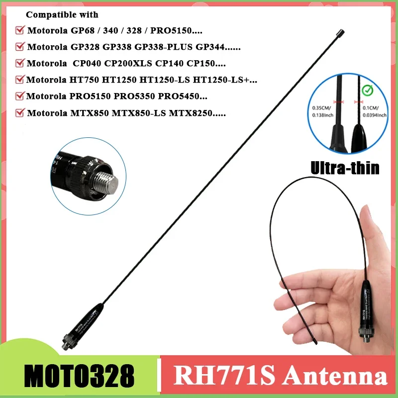 RH771S Thin Flexible Whip Antenna 144/430MHz Compatible with Motorola GP328 Aerial GP338 Plus GP328 GP3188 GP68 GP340 GP88S GP88