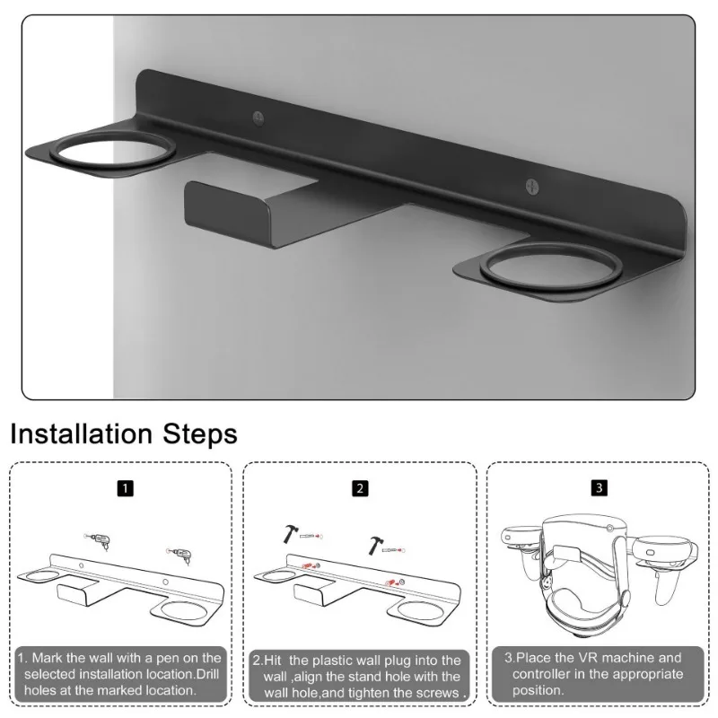 Suporte de armazenamento de parede, economizar espaço, Meta, Oculus Quest 2, Quest 3