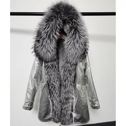 20204 Maomaokong Winter luxury Real Fur Coat With Raccoon Collar Women's Jacket Long Natural Rabbit Fur Lining Inner Fur Parkas
