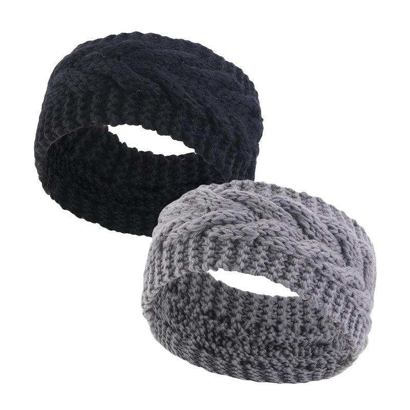 2 STK./SET Geflochtene Haarbänder aus Wolle, Winter-Strick-Innenschicht, winddicht und wärmendes Stirnband – Detail 5