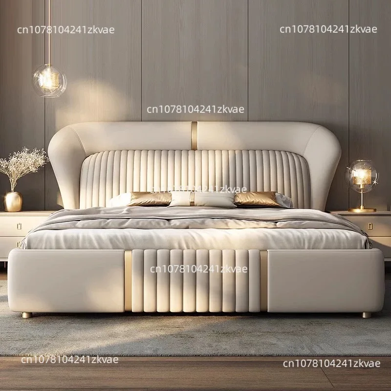 Luxury Wooden Bedroom Furniture Soft Up-holstered Beds Kingsized Double Bed Frame Leather Comfort Soft Set with Storage