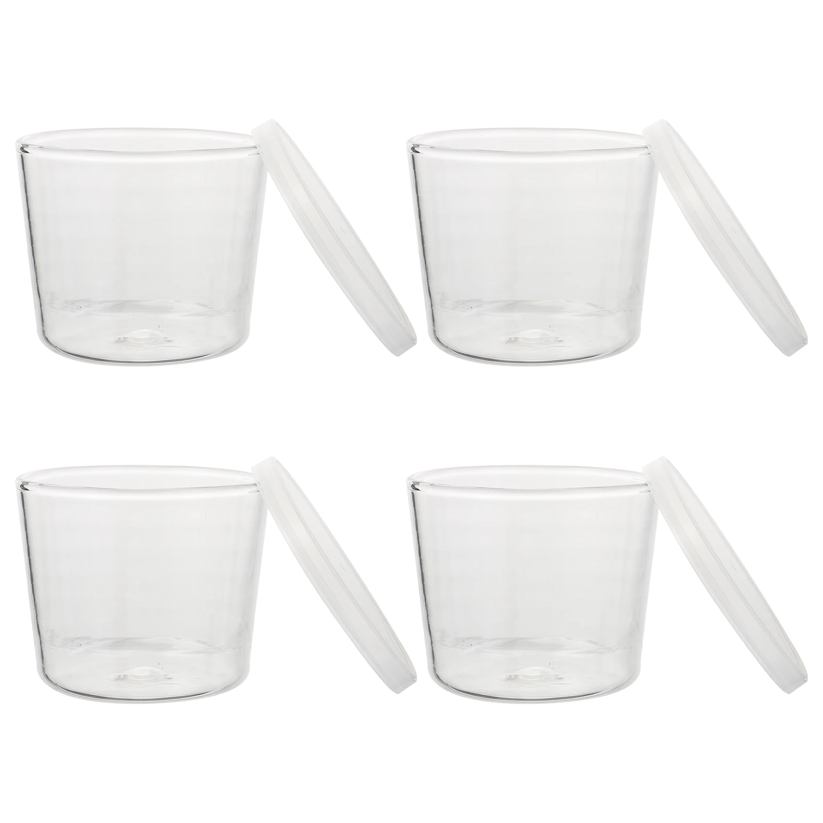 

4pcs 200Ml Glass Cups Set Transparent Heat Resistant Smooth Reusable Pudding Dessert Ice Cream Cup Multipurpose Drinking Vessel