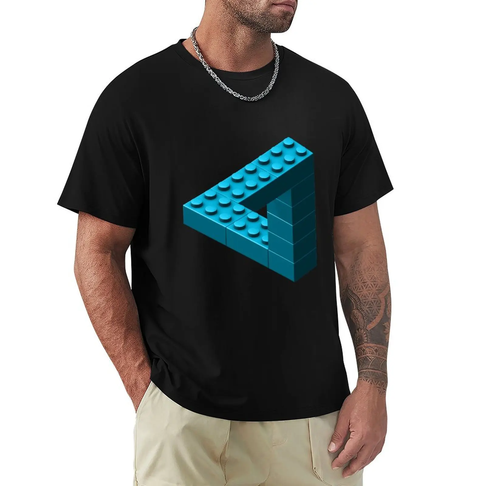 Escher Toy Bricks - Aqua T-Shirt Soft Touch Basic Cotton T-Shirt