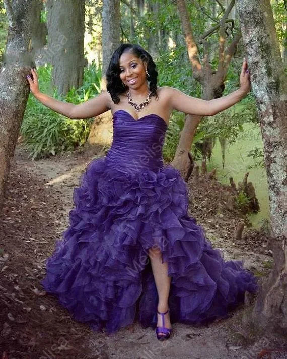 

Customized Fashion Sweetheart Split Side Wedding Dresses Sweep Tiered Ruffles Bridal Gowns Vestidos De Novia