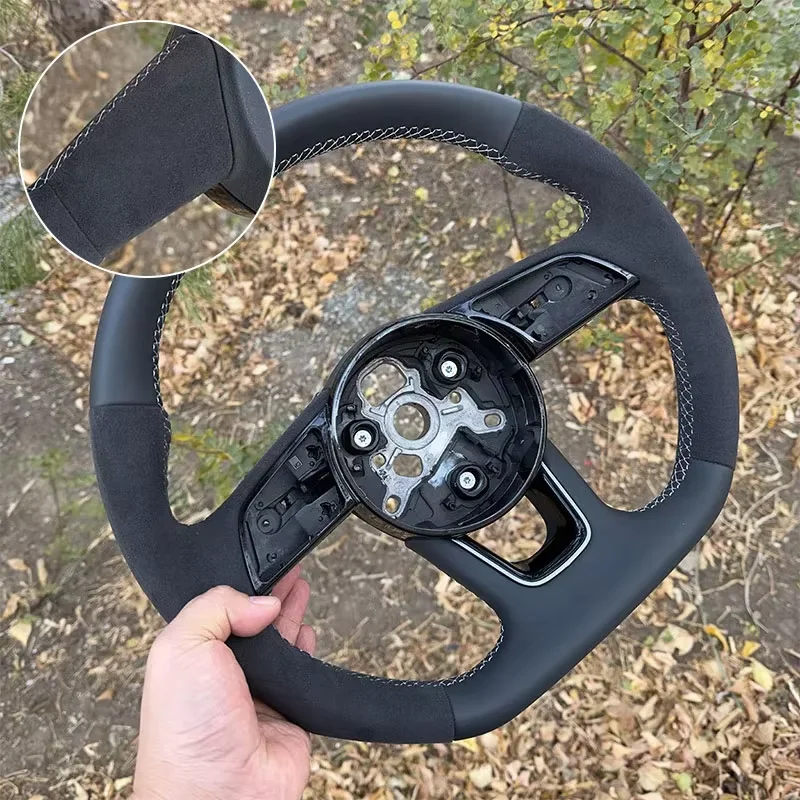 Suitable for Audi RS3 RS4 RS5 A3 A4 B9 A5 S3 S4 S5 2017-2021 leather flat bottomed sports steering wheel image 3