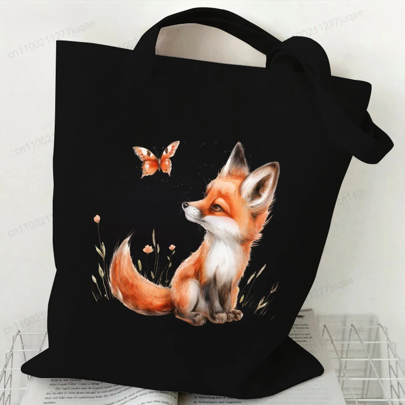 Funny Fox-anime Graphics Women Handbags Harajuku Animal Anime Shoulder Bag Fashion Cartoon Tote Shopping Bag Side Bag for Ladies