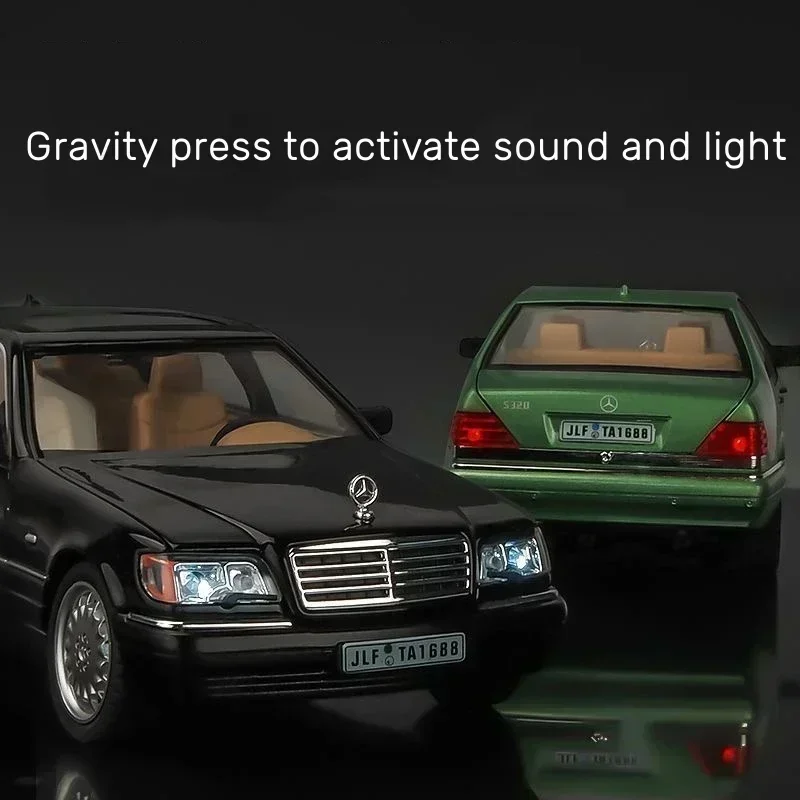 Scale Car 1:24 Mercedes Benz S320 W140 Alloy Miniature Car Model Diecast Metal Sound＆Light Collection Children Toy Vehicle Gift