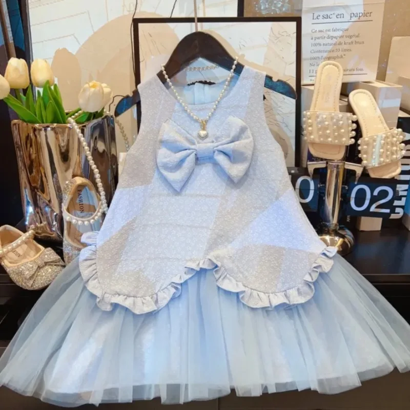 

Girls' summer dress new fashion children's mesh patchwork gown dress for toddlers and young children trendy summer wear