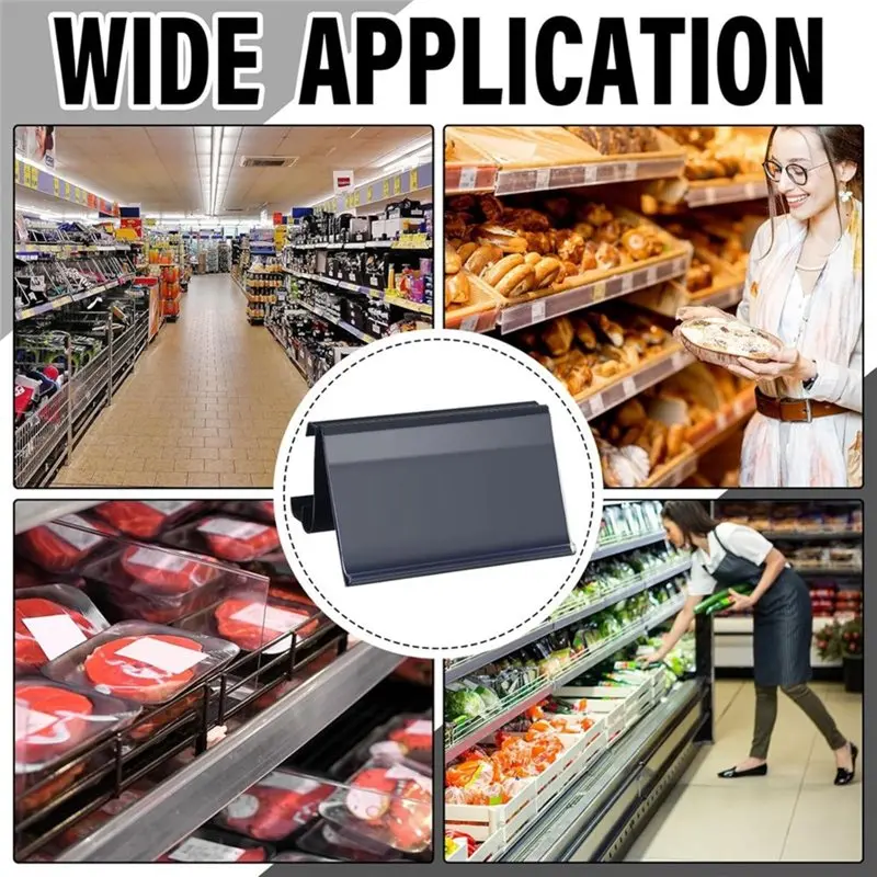 DT39 100 Pcs Wire Shelf Label Holders, 3x1.25 Inch Clip Price Tags for Metro 1-1/4 in Shelves, Shelf Labels
