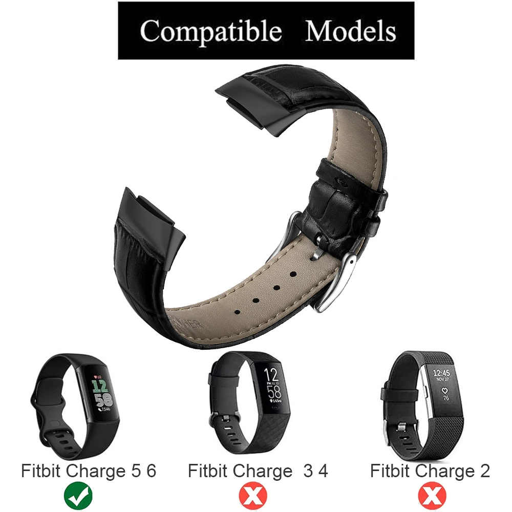 Leather Band For Fitbit Charge 6 5 Women Men Watch Wrist Strap Loop For Fitbit Charge 5 6 Bracelet Correa