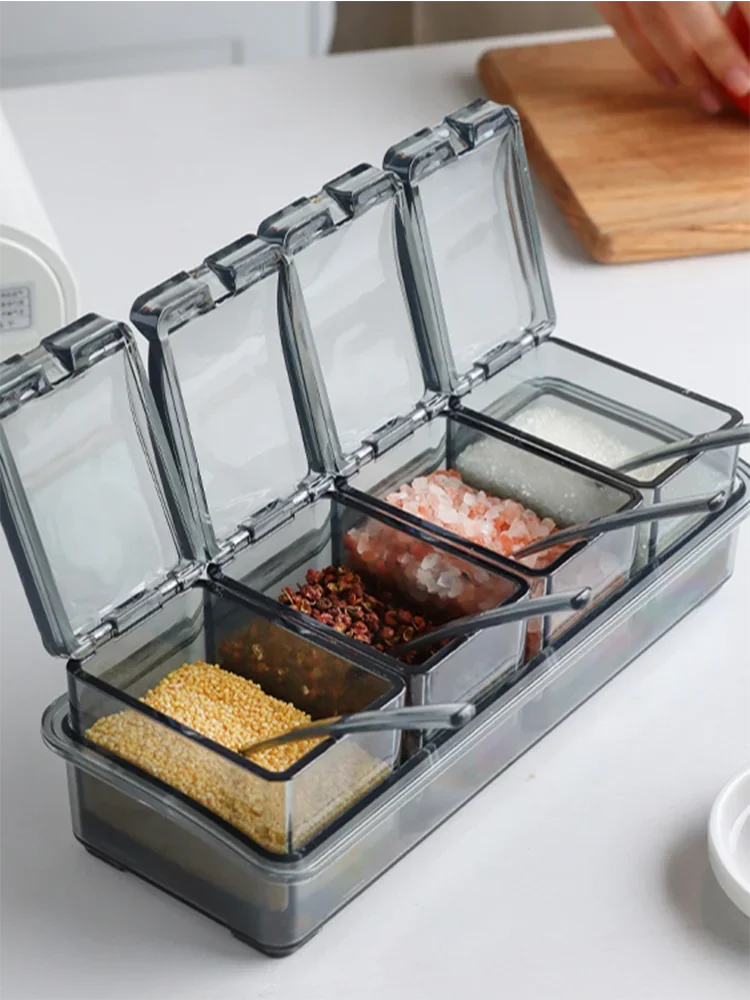 

Modern Plastic Spice Jar Container Sugar Bowl Seal Sugar Bowl Spice Jar Household Especieros Para Cocina Kitchen Supplies DG50ST