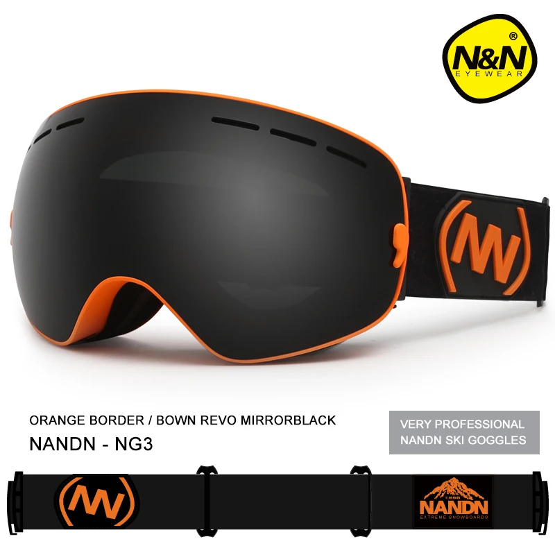 NANDN-Ski Goggles for Snowboarding, Double Layers, UV400, Anti-Fog, Big Ski Mask Glasses