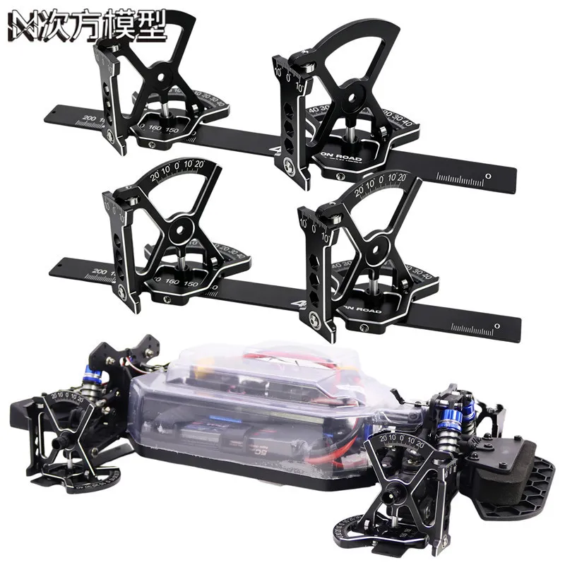 1/10 RC Tour ing Car Setup Station Aluminum 4D Chassis Measurement Tool Camber Caster Toe Alignment Gauge Racing Kit Set Pro