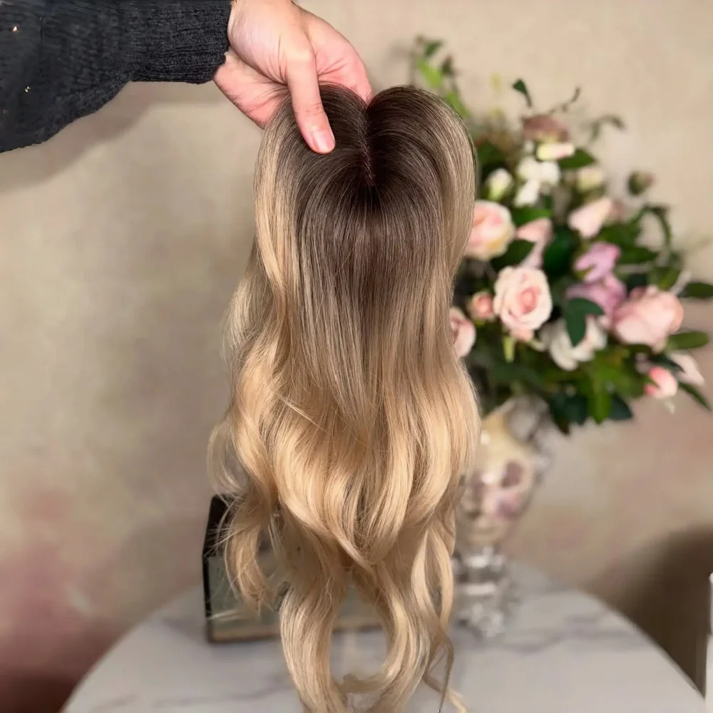 Ombre Blond body wave Hair 150 density and 13×4 100%human hair wig lace front wig, with baby hair pre plucked view 3