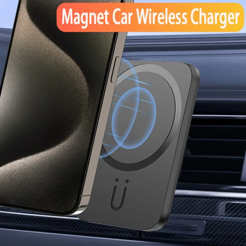 

Автомобильный держатель для телефона с вентиляционным отверстием, 15 Вт, магнитное беспроводное зарядное устройство для Magsafe iPhone 16 15 14 13 12 Pro Max, док-станция с автоматической быстрой зарядкой