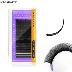 Nagaraku-まつげエクステ、個々、000、クラシック、ブラック、マット、ナチュラル、ソフト