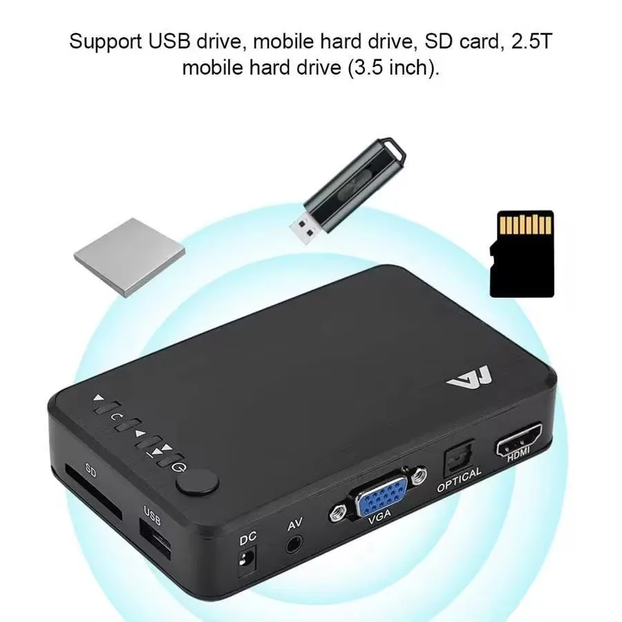 Mini Full HD Media multimedia Player Autoplay 1080P USB External HDD Media Player For SD Disk VGA AV Output FOR MKV RMVB