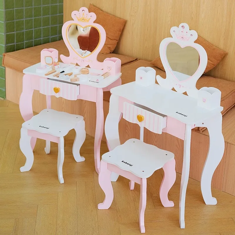 Present Cosmetic Children's Dressers Stool Set Makeup Children's Dressers Little Girls Toaletka Dla Dziewczynek Kids Furniture