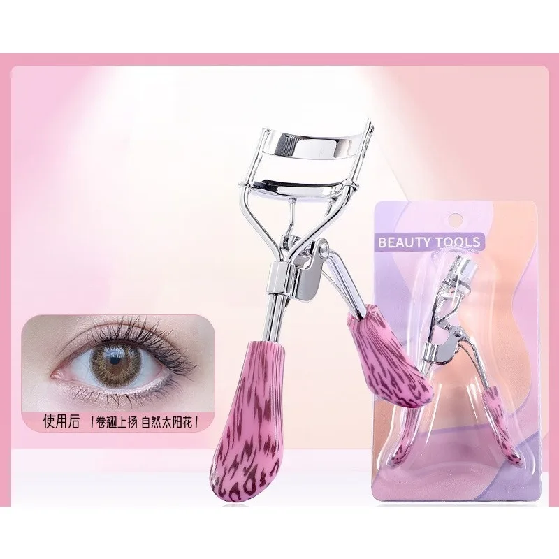 1PC Portable Eyelash Curler, Stainless Steel Leopard Print Handle Eyelash Curling Tool