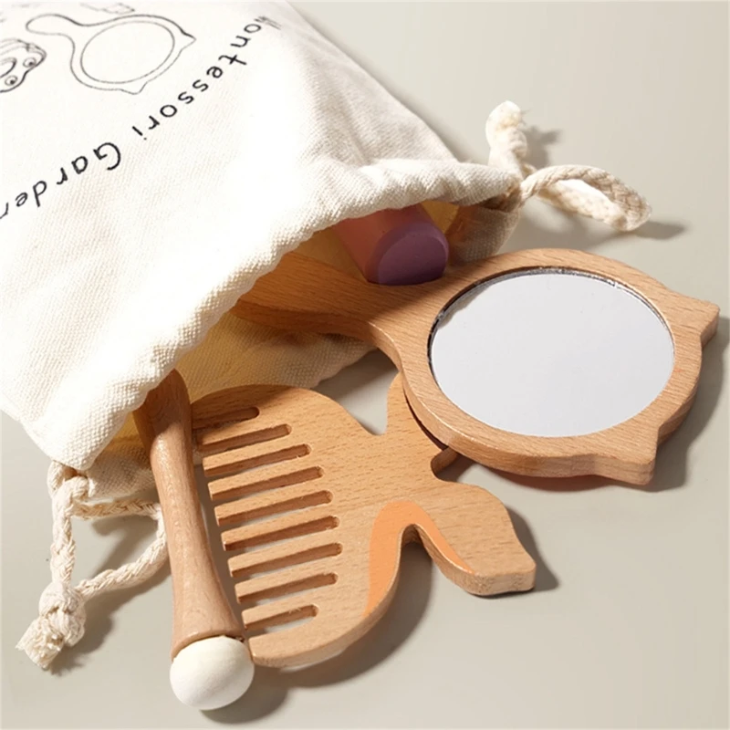 Set trucco in legno Fare giocattolo giocate con bellezza cosmetica creativa per rossetto non funzionale per per