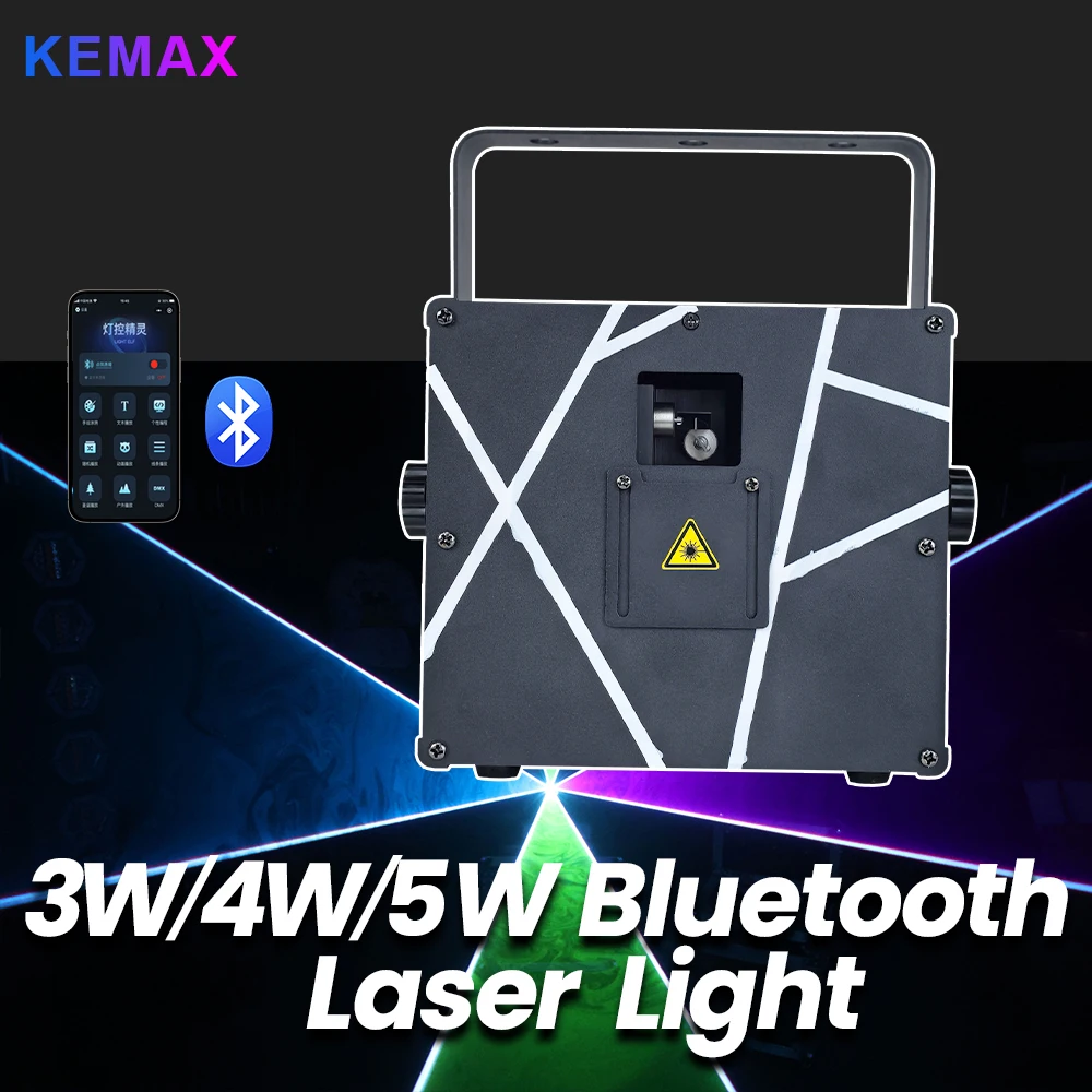 

3W 4W 5W Лазерный свет Bluetooth Управление RGB 3D Анимационный проектор DMX DJ Сканер Сценический свет Диско Лазерный куб для вечеринки, свадьбы