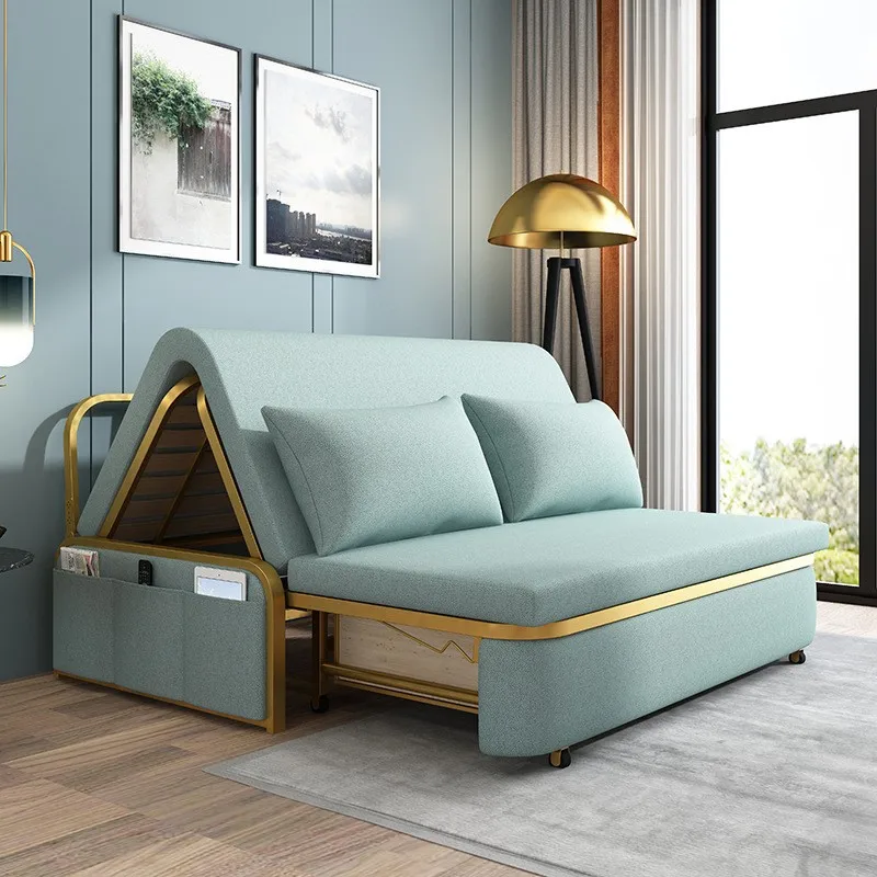 

Light luxury bed dual-purpose multi-functional retractable small apartment living room modern simple storage cloth folding sofa